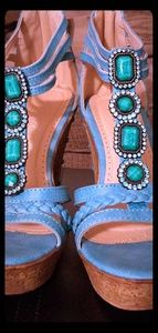 Patricia Aquamarine Pearl Wedges
